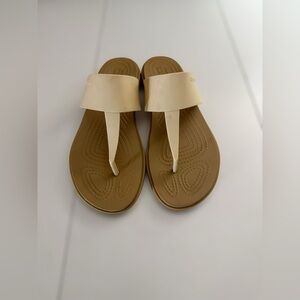 Women's Crocs Tan and Cream Sandals